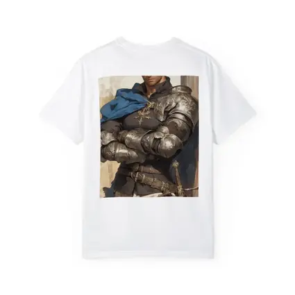 Medieval Knight Silver Armor Blue Cape Fantasy