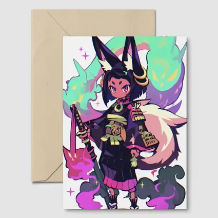 Anime Fox Girl Warrior Fantasy Art