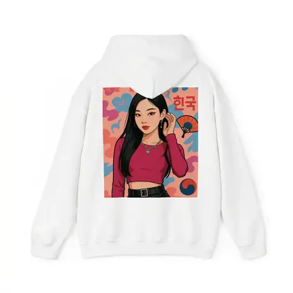 K-Pop Korean Girl Illustration Pink Background