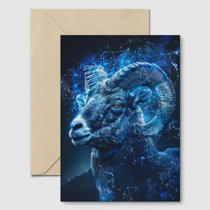 Aries Ram Glowing Blue Constellation Night Sky