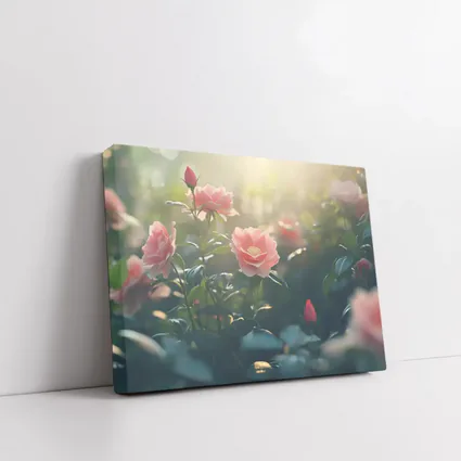 Pink Roses Garden Soft Sunlight Bokeh