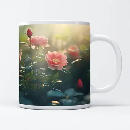 Pink Roses Garden Soft Sunlight Bokeh