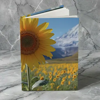 Sunflower Field Snow Mountain Blue Sky