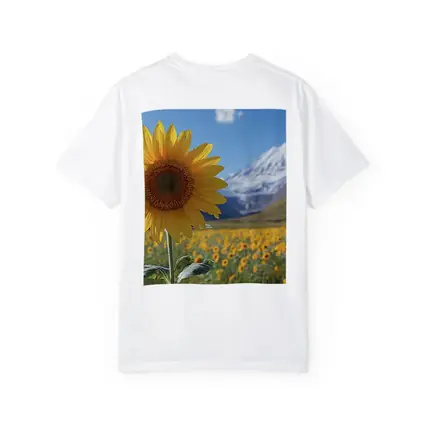 Sunflower Field Snow Mountain Blue Sky