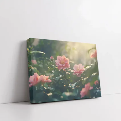 Pink Roses Blooming in Sunlit Garden
