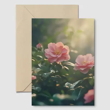 Pink Roses Blooming in Sunlit Garden