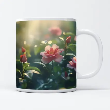 Pink Roses Blooming in Sunny Garden