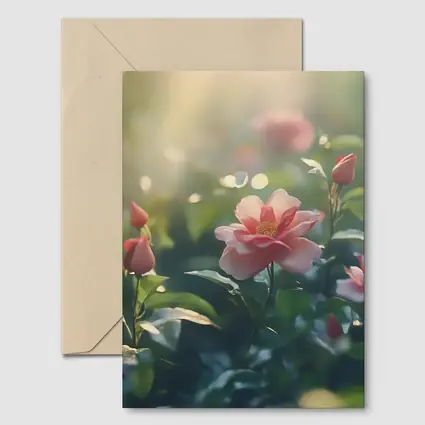 Pink Roses Blooming in Sunny Garden