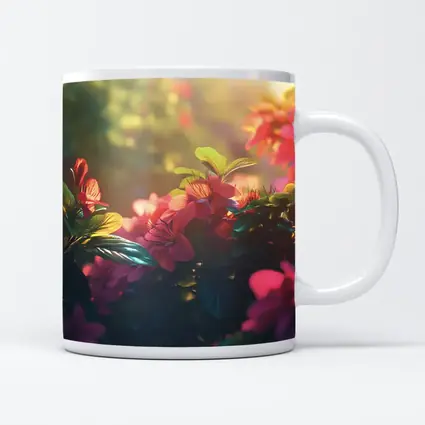 Pink Red Flowers Sunlit Garden Green Leaves