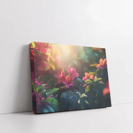 Hibiscus Flowers Glowing Sunlit Garden Scene