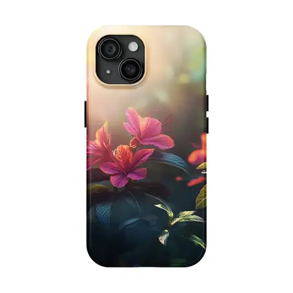 Hibiscus Flowers Glowing Sunlit Garden Scene