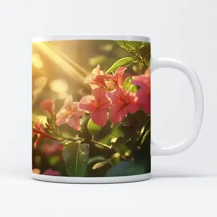 Pink Tropical Flowers Glowing Golden Sunlight