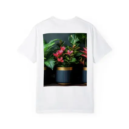 Tropical Plants Dark Navy Gold Pots