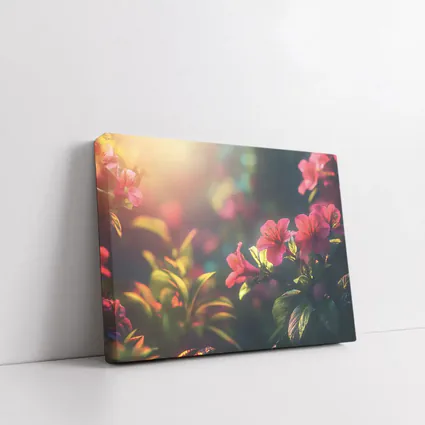 Pink Tropical Flowers Warm Sunlit Garden