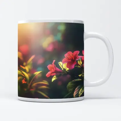 Pink Tropical Flowers Warm Sunlit Garden