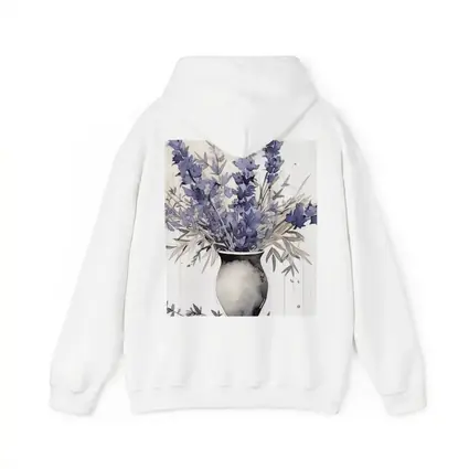 Lavender Bouquet Watercolor Vase Beige Background