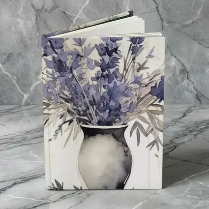 Lavender Bouquet Watercolor Vase Beige Background