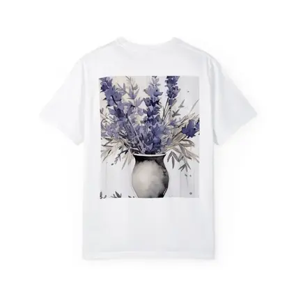 Lavender Bouquet Watercolor Vase Beige Background