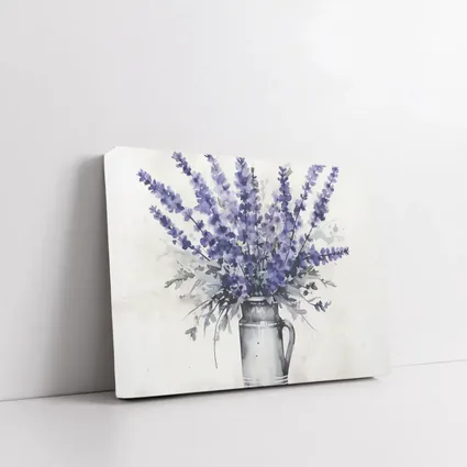Lavender Bouquet Watercolor Rustic Jug White