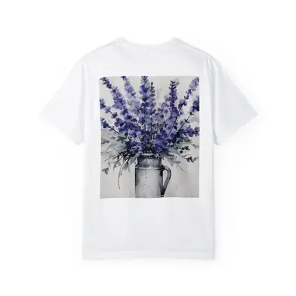 Lavender Bouquet Watercolor Rustic Jug White