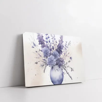 Purple Roses Lavender Bouquet Watercolor White Background