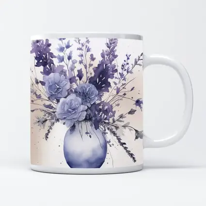 Purple Roses Lavender Bouquet Watercolor White Background