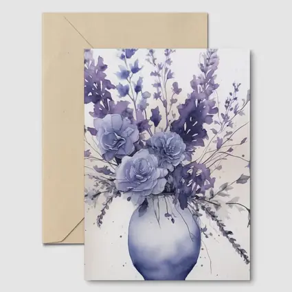 Purple Roses Lavender Bouquet Watercolor White Background