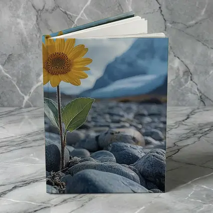 Sunflower Growing Rocky Mountain Glacier Landscape