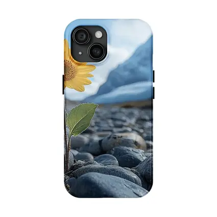 Sunflower Growing Rocky Mountain Glacier Landscape