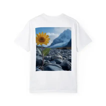 Sunflower Growing Rocky Mountain Glacier Landscape