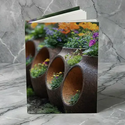 Rustic Stone Planters With Colorful Garden Flowers