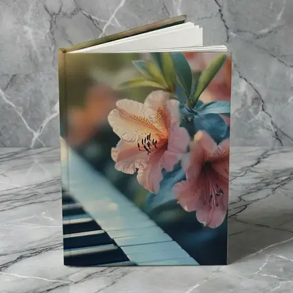 Pink Lilies Blooming Over Piano Keys