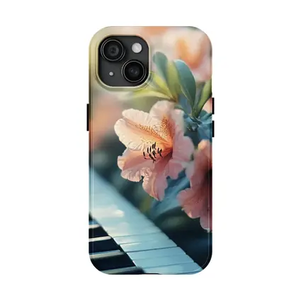 Pink Lilies Blooming Over Piano Keys