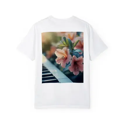 Pink Lilies Blooming Over Piano Keys