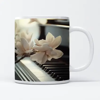 Magnolia Branch Resting On Grand Piano Keys