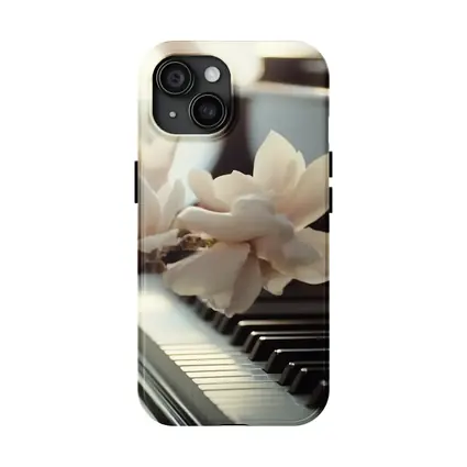 Magnolia Branch Resting On Grand Piano Keys