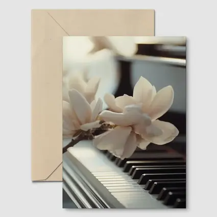 Magnolia Branch Resting On Grand Piano Keys