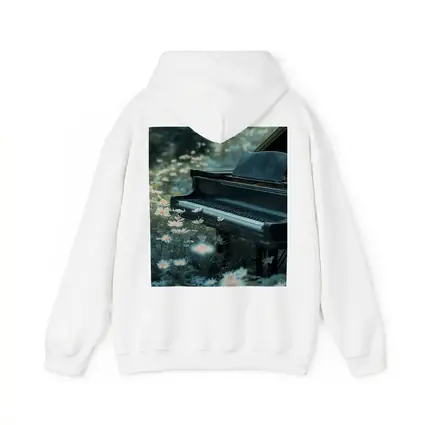 Black Grand Piano Surrounded By Wild Daisies