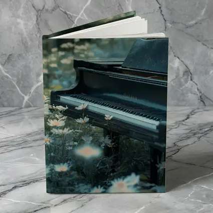 Black Grand Piano Surrounded By Wild Daisies