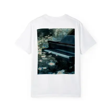 Black Grand Piano Surrounded By Wild Daisies