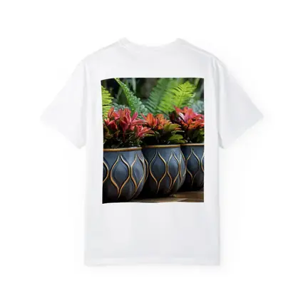 Dark Ceramic Pots Gold Pattern Tropical Garden