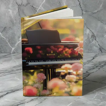 Grand Piano Surrounded By Pink Roses Garden