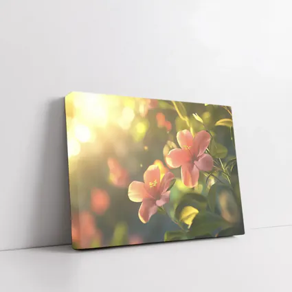 Pink Hibiscus Flowers Soft Sunlight Bokeh
