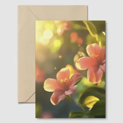 Pink Hibiscus Flowers Soft Sunlight Bokeh