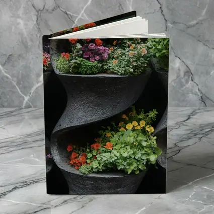 Colorful Flowers In Dark Spiral Wall Planters