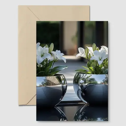 White Lilies Silver Bowl Vases Modern Interior