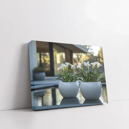 White Calla Lilies Modern Poolside Architecture