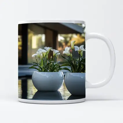 White Calla Lilies Modern Poolside Architecture