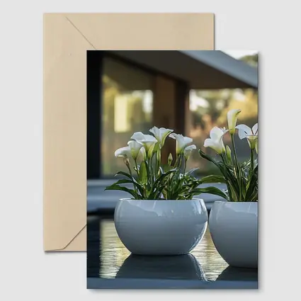 White Calla Lilies Modern Poolside Architecture