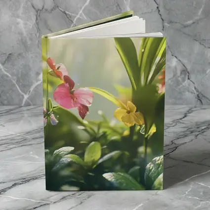 Tropical Flowers Garden Sunlit Green Leaves